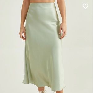 altar’d state - satin sage green midi skirt